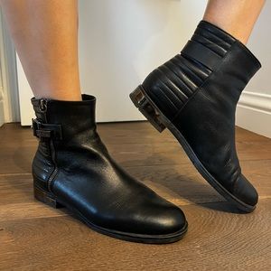 Baldinini Short Black Leather Boots